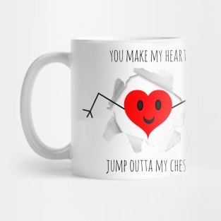 Valentine's day heart jumping out of chest Mug